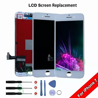 For Apple IPhone 7 LCD Screen Replacement White Touch Digitizer Assembly +Frame • £10.97