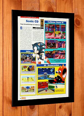 $51.23 • Buy 1993 Sonic The Hedgehog CD Sega CD Rare Promo Vintage Poster / Ad Art Framed