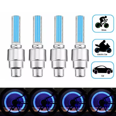 4Pcs Valve Stem LED Caps Lamp For Car Bicycle Motorcycle Wheel Tire Lights Blue • $4.16