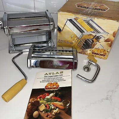 MARCATO ATLAS 150 PASTA MACHINE With Box & Book VINTAGE MADE IN ITALY Very Nice! • $50