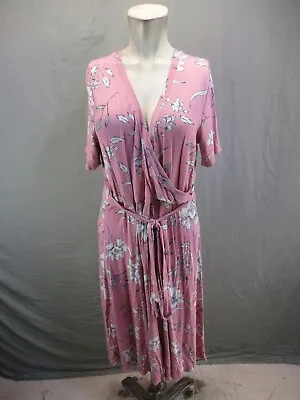 MATTY M Size XL Womens Multicolor Floral Short Sleeve Front Tie Wrap Dress 650 • $10