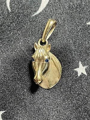 9ct Yellow Gold Solid Horses Head  Pendant Charm • £195