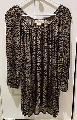 NWT Michael Kors Leopard Animal Print Shirt Blouse Toffee Brown Women's Size 3X • $22.99