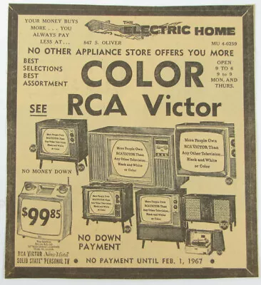 Vintage 1966 RCA Victor Color TV Television Newspaper Print Ad • $9.97