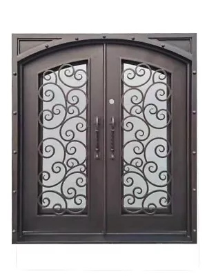 Hudson Pre Hung Front Entry Iron Door Rain Glass 62 X 96 Right Active Inswing • $3995