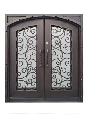 Hudson Pre Hung Front Entry Iron Door Rain Glass 72 X 82 Right Active Inswing • $3995