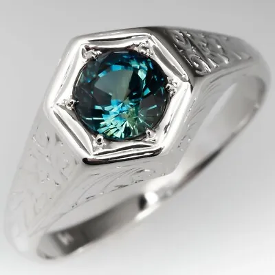 1.70 CT Slightly Bluish Green Color Sapphire Men's Fashion Sterling Silver Ring • $95