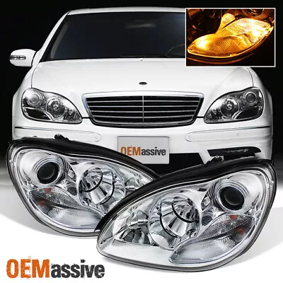 Fits 03-06 Benz W2 S-Class Chrome Projector Headlights Lamps Pair *Fits HID-D2S* • $198.98