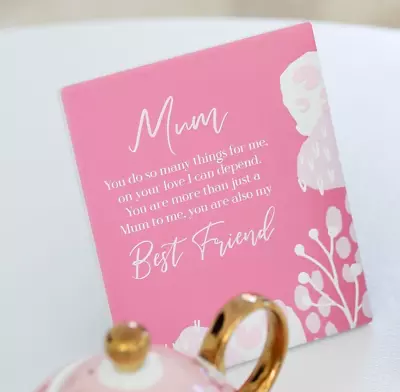 MOTHERS DAY Mum Best Friend Plaque White Pink Photo Stand Hang Hamper Gift • $19.34