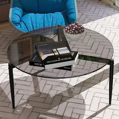 Space Amplifying Transparent Tempered Glass Round Coffee Table For Living Room  • $109.97