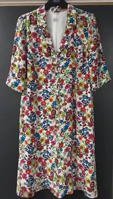 Designer Caroline Charles London Silk Floral Dress Size 16 • £45