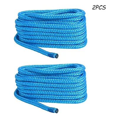 2 Pack 3/4 Inch 25 FT Double Braid Nylon Boat Dock Line Blue Mooring Towing Rope • $42.99