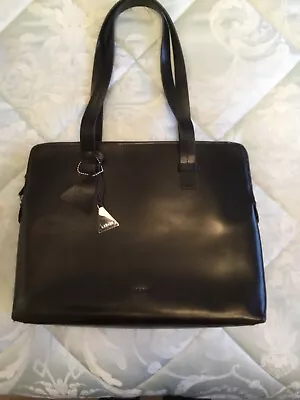 L. Credi Black Leather Briefcase/document Bag • £10