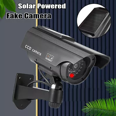 Solar Powered Dummy Fake Security Camera LED CCTV Office Outdoor Surveillance • £7.99