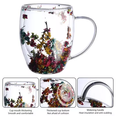 Double Wall Insulated Glass Coffee Glass Mug Tea Cup Thermal With Handle 350ml • $16