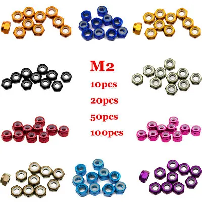 10~100PCS M2/M3/M4/M5/M6 Nylon Insert Self-Lock Aluminum Nuts Hex Lock Nut • $11.03