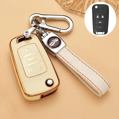 $27.71 • Buy TPU Flip Key Cover Case Shell For Opel For Holden Cruze For Buick 4 Button Beige