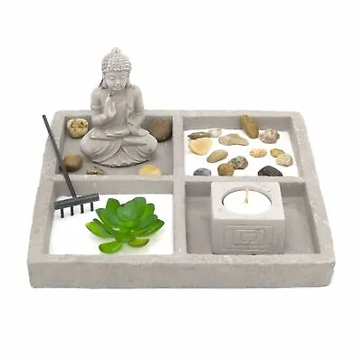 Stone Japanese Zen Garden | Miniature Desktop Zen Garden Set Candle Holder • £12.99