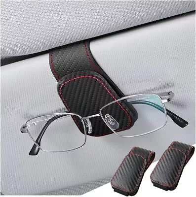 Sunglasses Holder For Car Sun Visor 2 PCS Magnetic Leather Eyeglass Hanger Sun G • $19.07