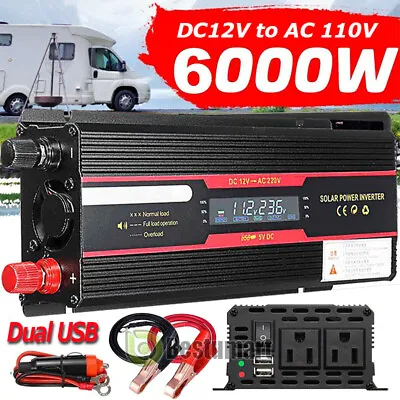 6000W Pure Sine Wave Converter 12V DC To 110V AC Car Power Inverter Transformer • $72.83