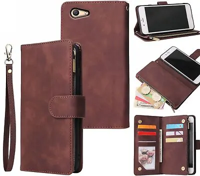 $13.90 • Buy Oppo A59 F1s Suede Wallet Case Multifunction 6 Cards & Zipper