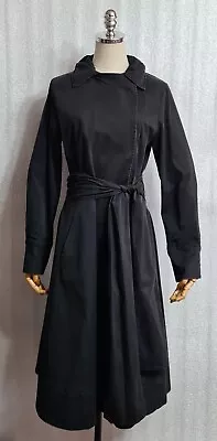 MIU MIU Vintage Long Cotton- Wrap Trench Coat Black Sz 42/UK 12/ US 8 • $180