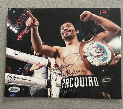 $6.50 • Buy Manny Pacquiao Signed Boxing 8x10 Autograph Auto WBO Belt Photo Beckett BAS COA