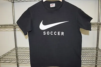 Nike Soccer Vtg Usa Made Faded Black T Shirt YOUTH LARGE • $1