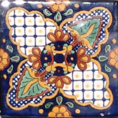 #C087) Mexican Tile Sample Ceramic Handmade 4x4 Inch GET MANY AS YOU NEED !! • $1.75