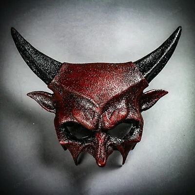 $39.99 • Buy Halloween Bloody Red Mask Black Devil Horns Men Costume Cosplay Party Dress Up