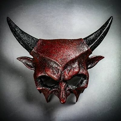 Halloween Bloody Red Mask Black Devil Horns Men Costume Cosplay Party Dress Up • $39.99