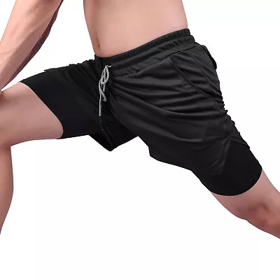 Mens Summer Cotton Shorts Stretch Lightweight Training Sports Running Short Gym • $14.99