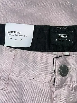 BNWT EDWIN Pale Pink Flat Front Cotton 55 Chino. Size 30 W X 33 L. • £29.99