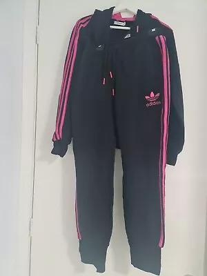 $37.95 • Buy Adidas Woman's Track Pants Black With Pink Stripes Size 14