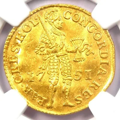 1751 Netherlands Holland Gold Ducat Coin 1D - NGC Uncirculated Detail (UNC MS) • $755.25