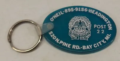 Vntg Keychain AMERICAN LEGION POST 22 Key Ring Bay City Veterans Korea Vietnam • $5