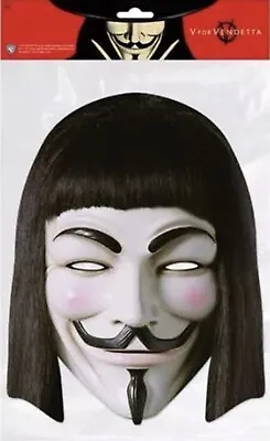 V For Vendetta 2D Card Party Face Mask Guy Fawkes Anonymous Unisex Halloween • £3.49