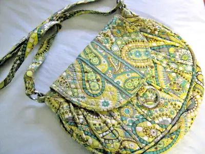 Vera Bradley Saddle Up Cross Body Bag PURSE Lemon Parfait 10 X 11 X 4 USED • $12.99