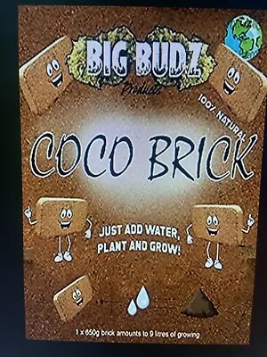 BIGBUDZ 1 X 9 Litre COIR BRICKS / COCO BRICK COCONUT FIBRE PEAT FREE COMPOST • £4.95