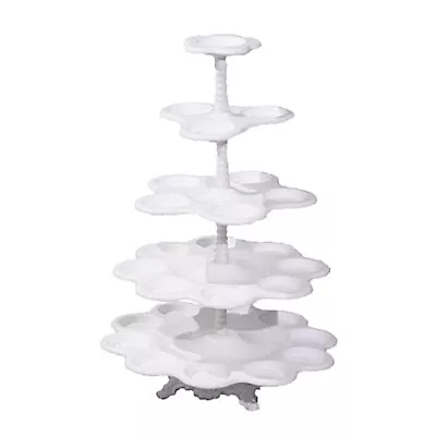 18  White 5 Tier Plastic Dessert Stand Scalloped Cupcake Holder Party Supplies • $18.56