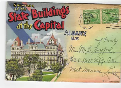 Vintage-postcard Folder-state Buildings At The Capital-albany New York • $2.25