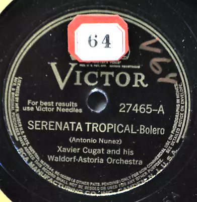 Xavier Cugat Serenata Tropical Bolero 78 Latin Dance Band VG++ Noche De Ronda • $6.95