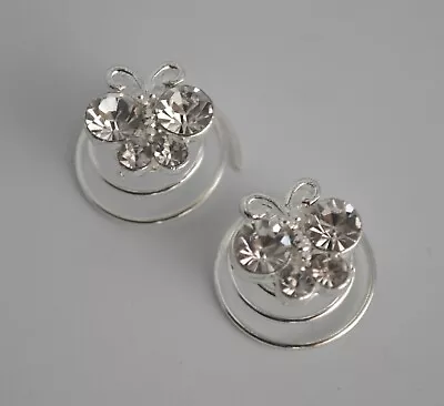 £3.50 • Buy Butterfly Hair Spirals/twists/jewels/gems/accessories X3. Clear Crystal/diamante