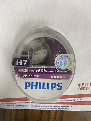 H7 Philips Vision Plus 12V 55W Headlights 60% More Vision • $15.90