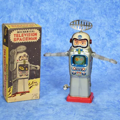 1960s Nasa TELEVISION SPACEMAN ROBOT In BOX Tin Wind Up By ALPS Rare! • $499.99