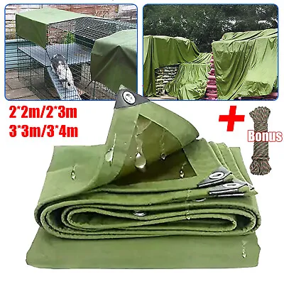 4 Sizes Tarpaulin Canvas Tarp Waterproof Cover For Roof Boat Camp Canopy Truck • $68.89