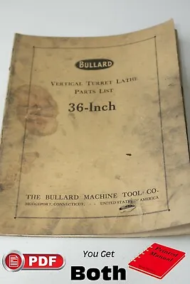Bullard Vertical Turret Lathe 36  VTL Parts Manual • $32