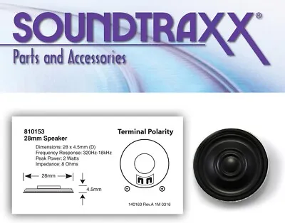 Soundtraxx 810153 - 28mm (1 ) Round Speaker For N Or HO Scale DCC / SOUND • $16.51