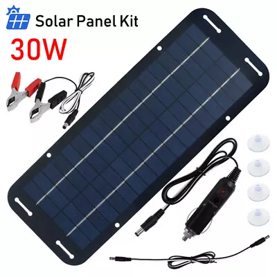 30W Solar Panel Kit 12 Volt Trickle Battery Charger For Car Van Caravan Boat * • £13.99