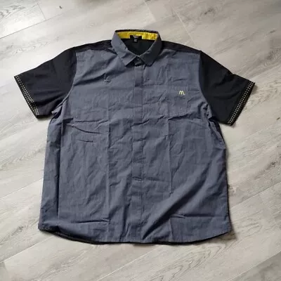 McDonalds Employee Button Up Shirt 2XL Black Gray Short Sleeve Pocket Collared • $24.99